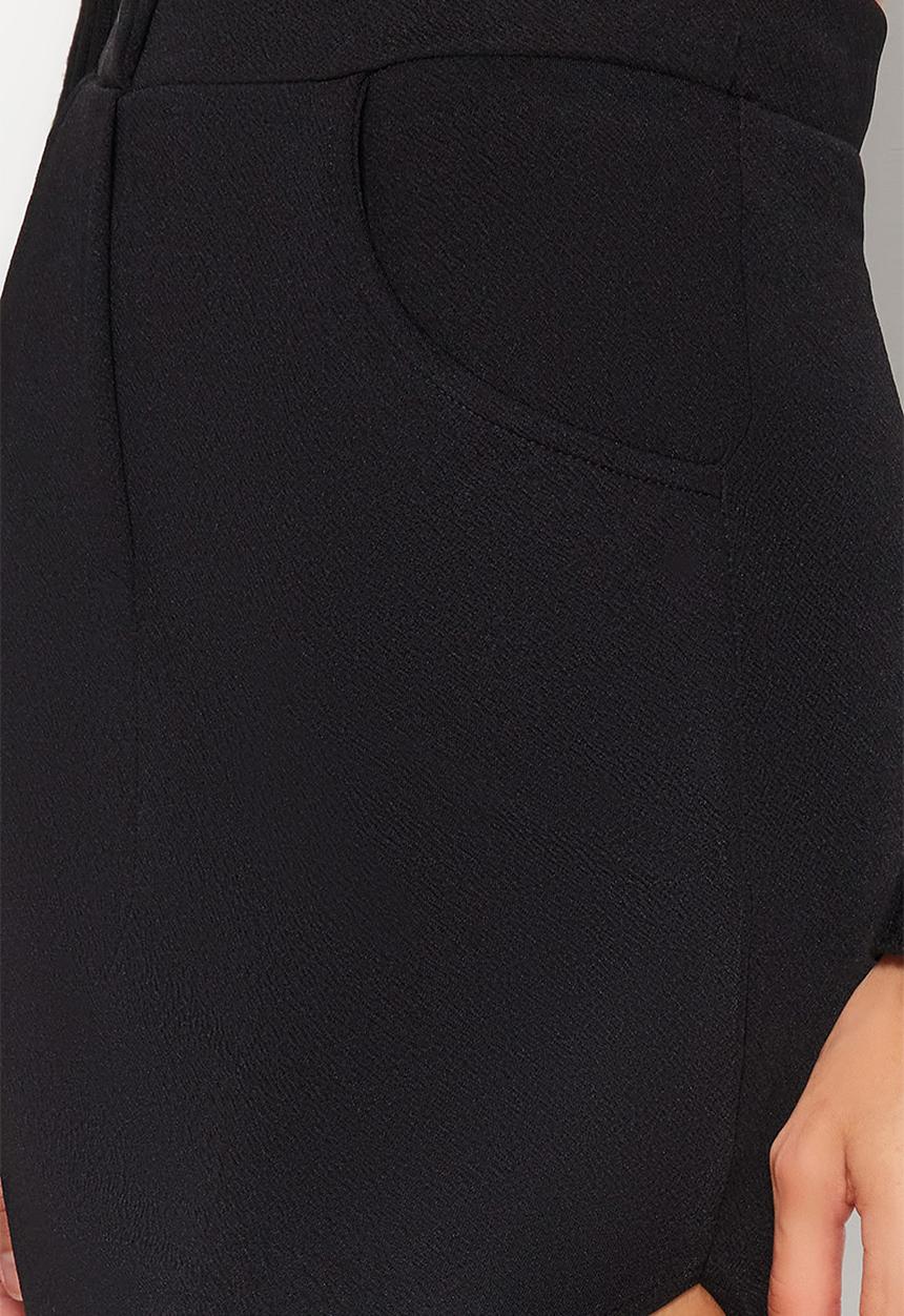 Trendyol - Pencil skirt with high slit - black