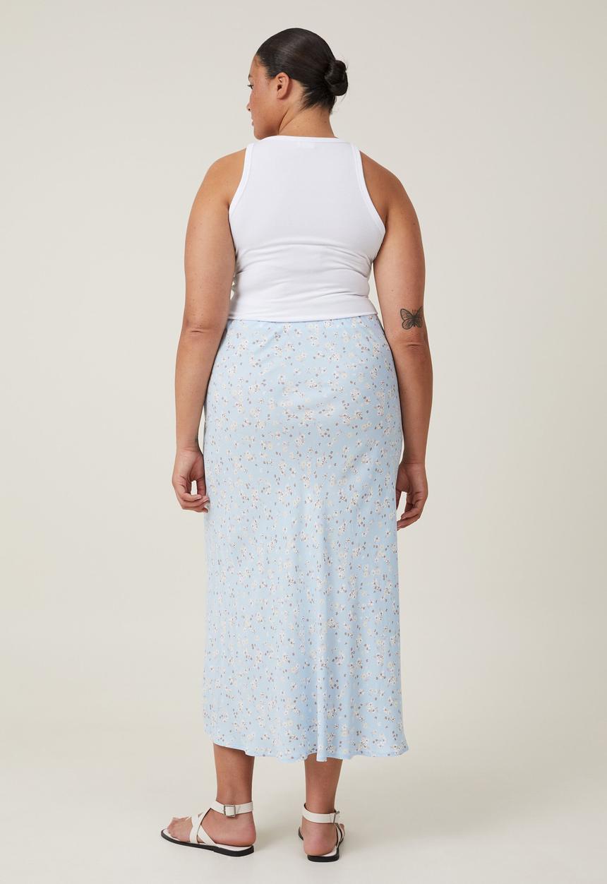 Cotton On - Plus bloom maxi slip skirt - martha ditsy coastal blue