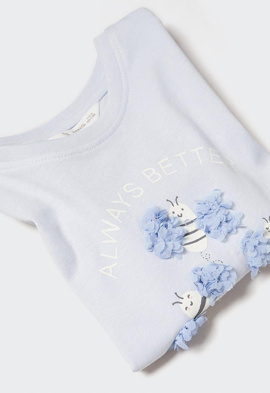 MANGO - T-shirt bees - sky blue