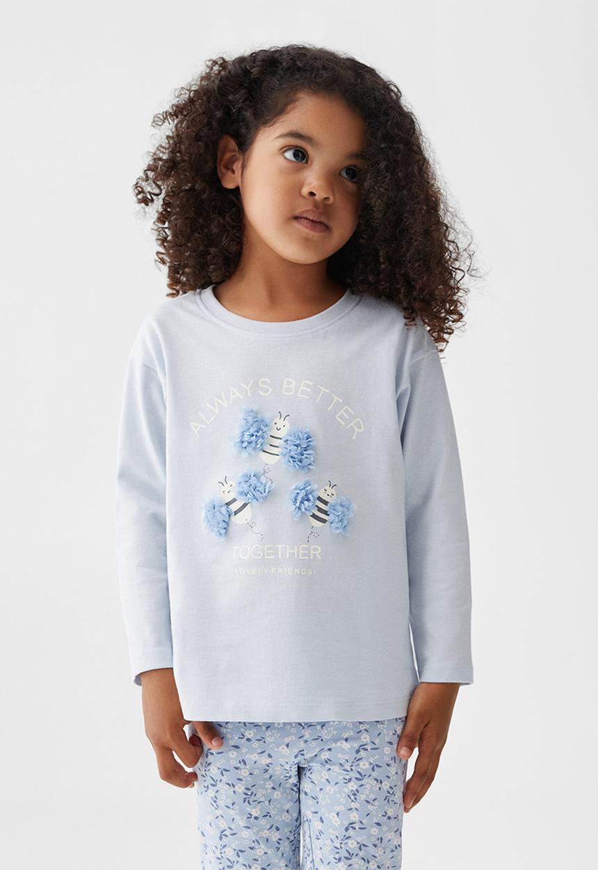 MANGO - T-shirt bees - sky blue