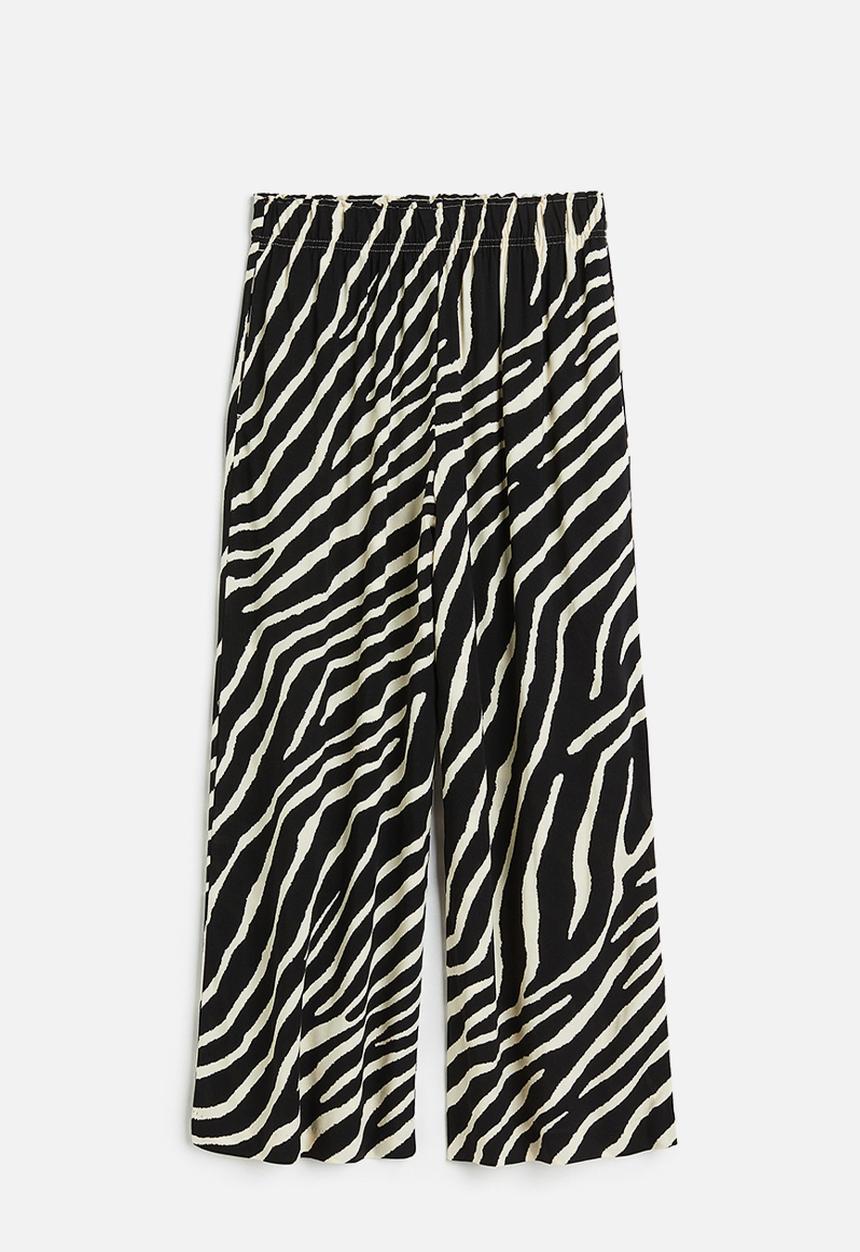 H&M - Cropped pull-on trousers - black zebra print