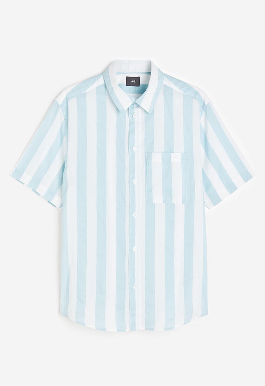 H&M - Cotton shirt regular fit - light blue striped