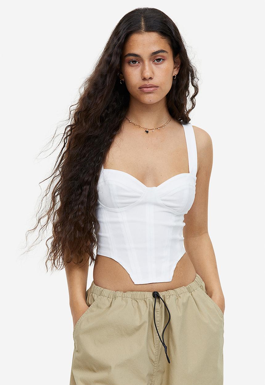 H&M - Cropped bustier top - white