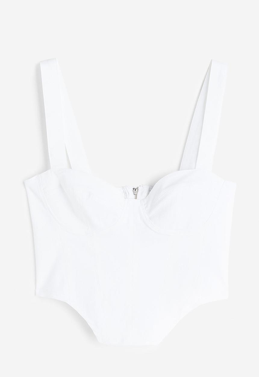 H&M - Cropped bustier top - white