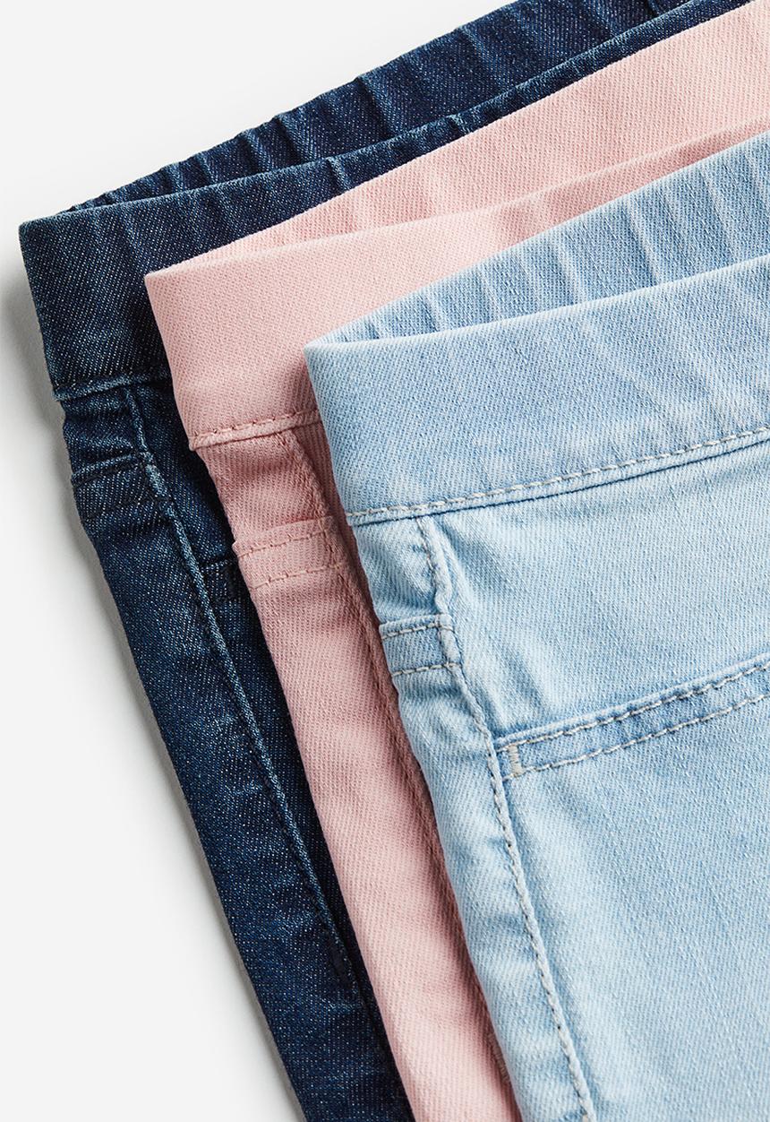 H&M - 3-pack denim shorts - blue & pink