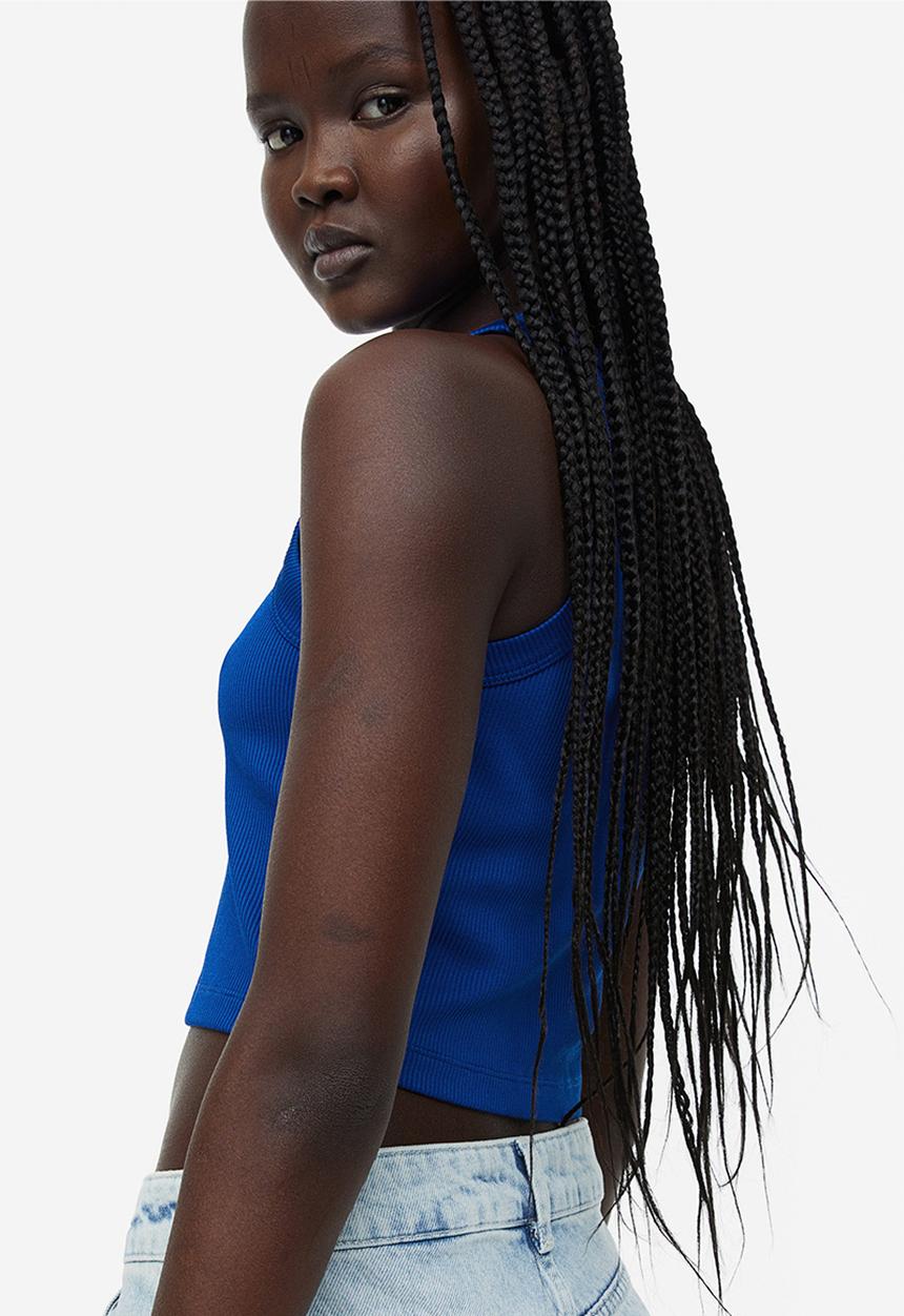 H&M - Cropped vest top - bright blue 