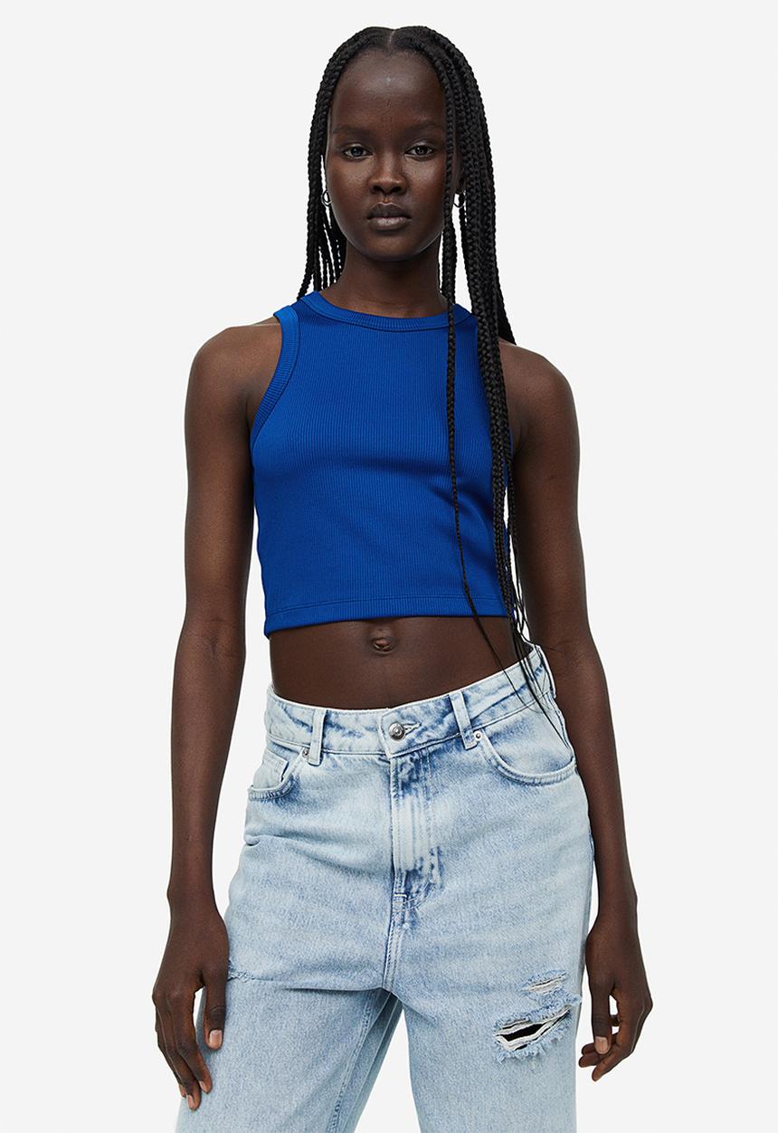 H&M - Cropped vest top - bright blue 
