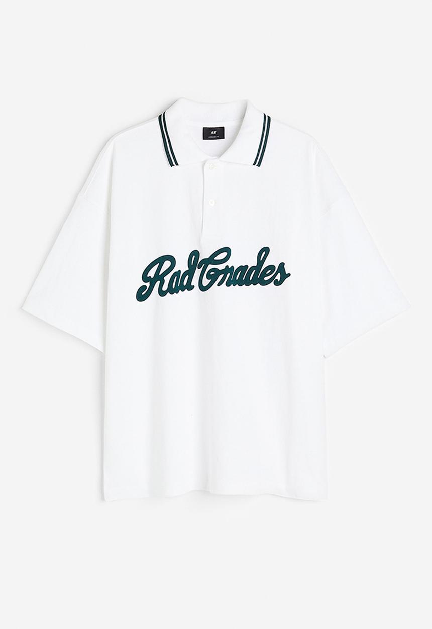 H&M - Oversized fit polo shirt - white rad grades