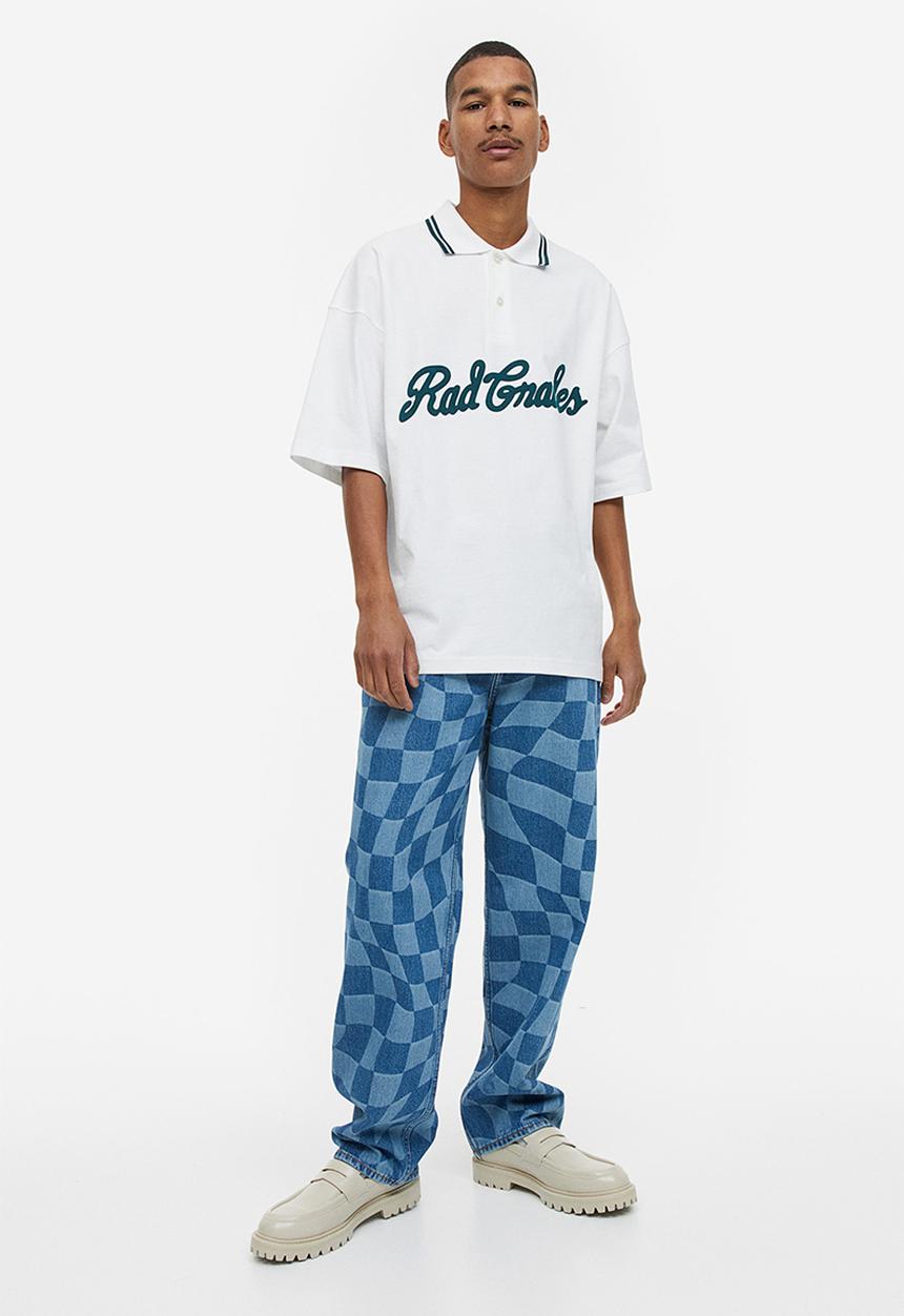 H&M - Oversized fit polo shirt - white rad grades