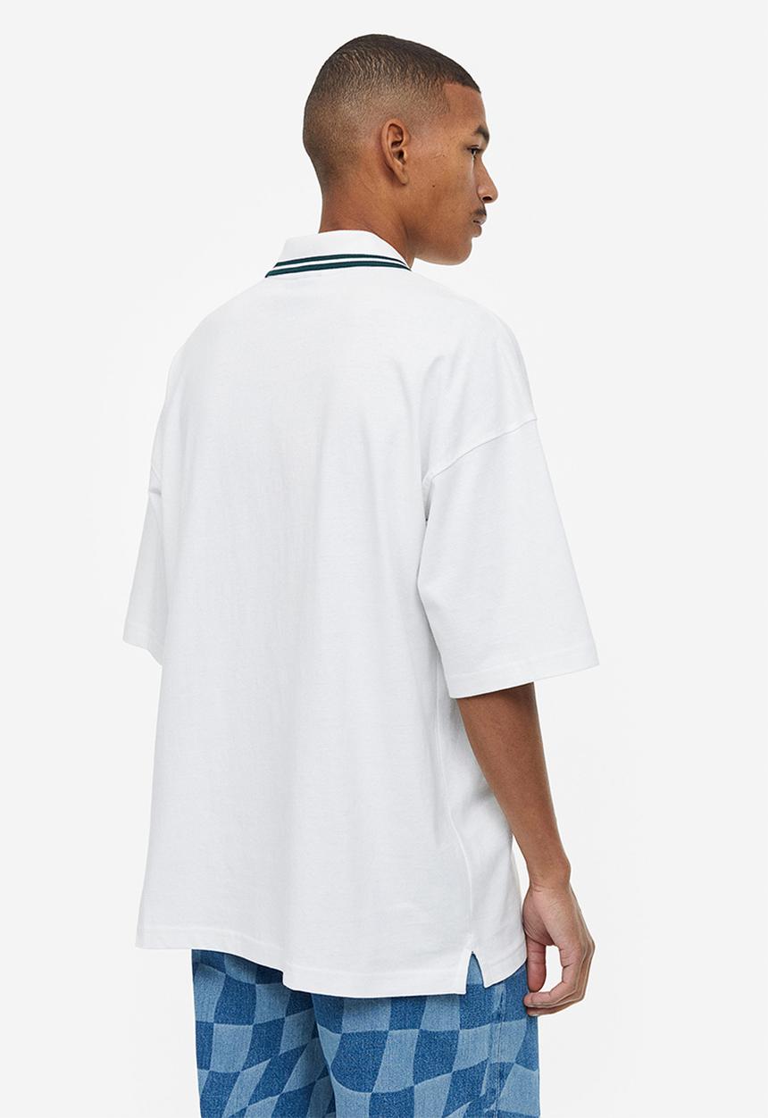 H&M - Oversized fit polo shirt - white rad grades