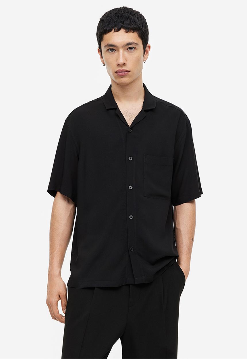 H&M - Relaxed fit resort shirt - black