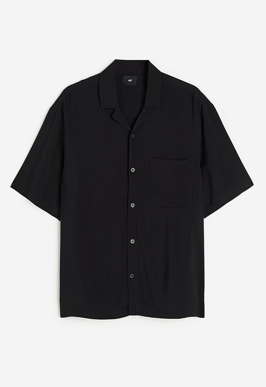 H&M - Relaxed fit resort shirt - black