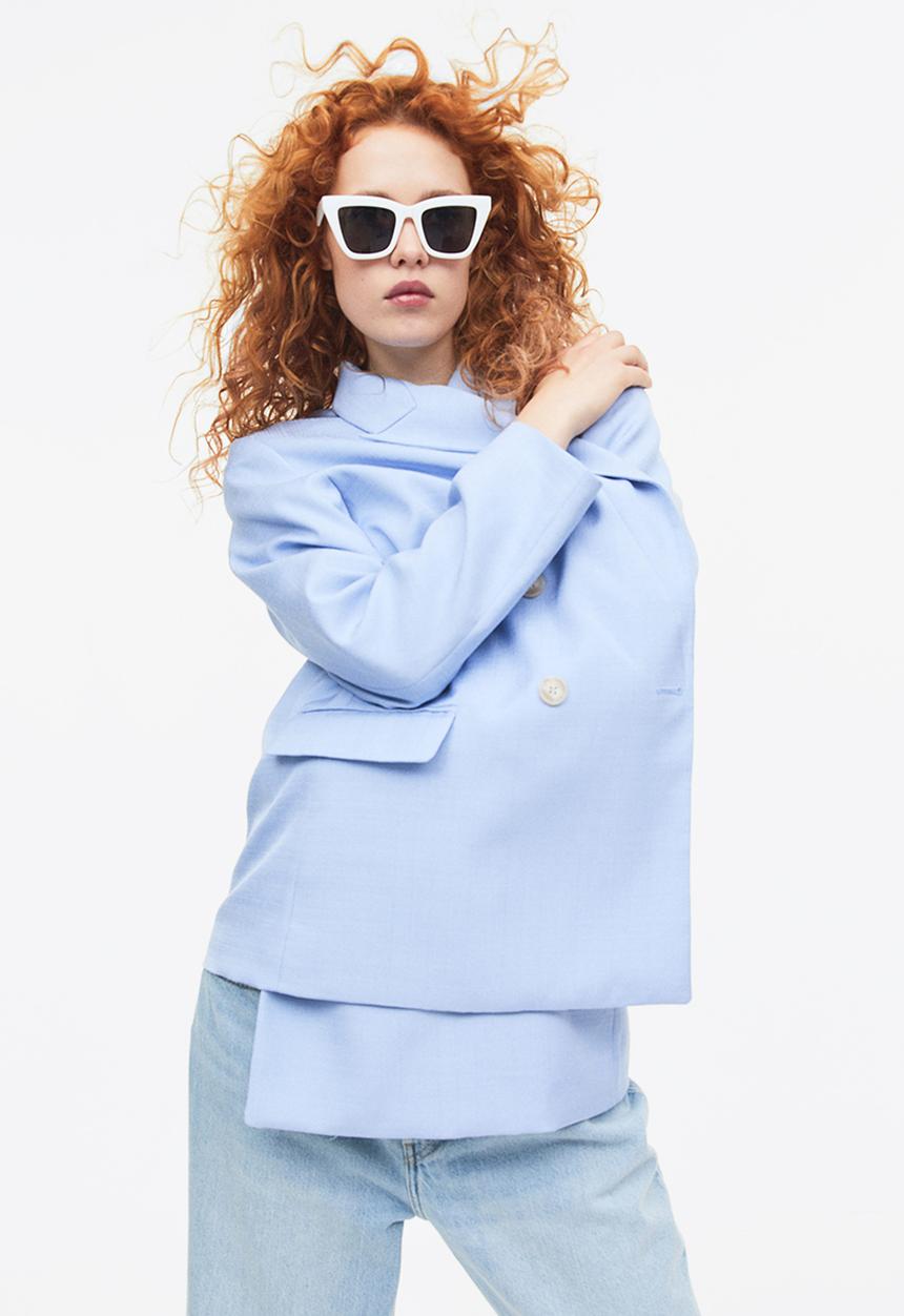 H&M - Double-breasted blazer - light blue