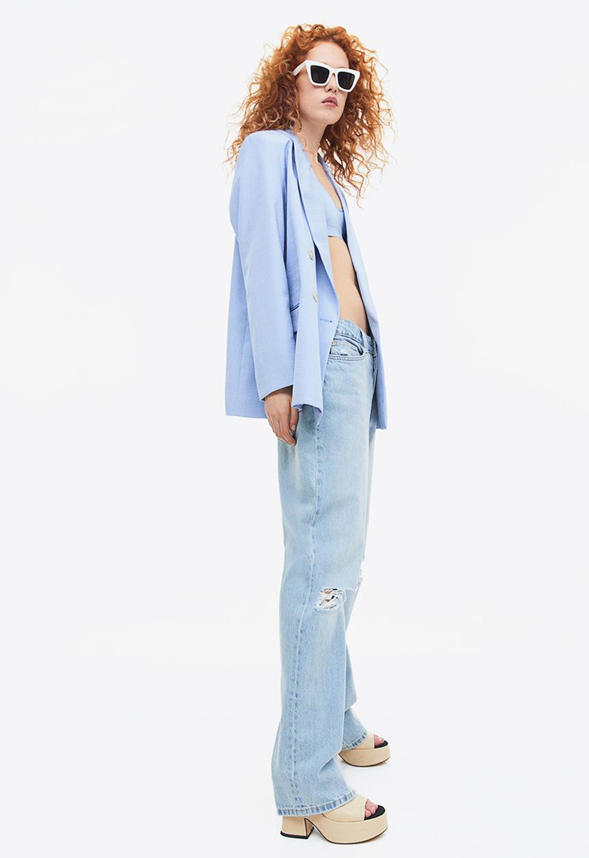 H&M - Double-breasted blazer - light blue