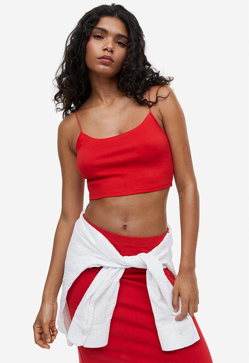 H&M - Cropped strappy top - red