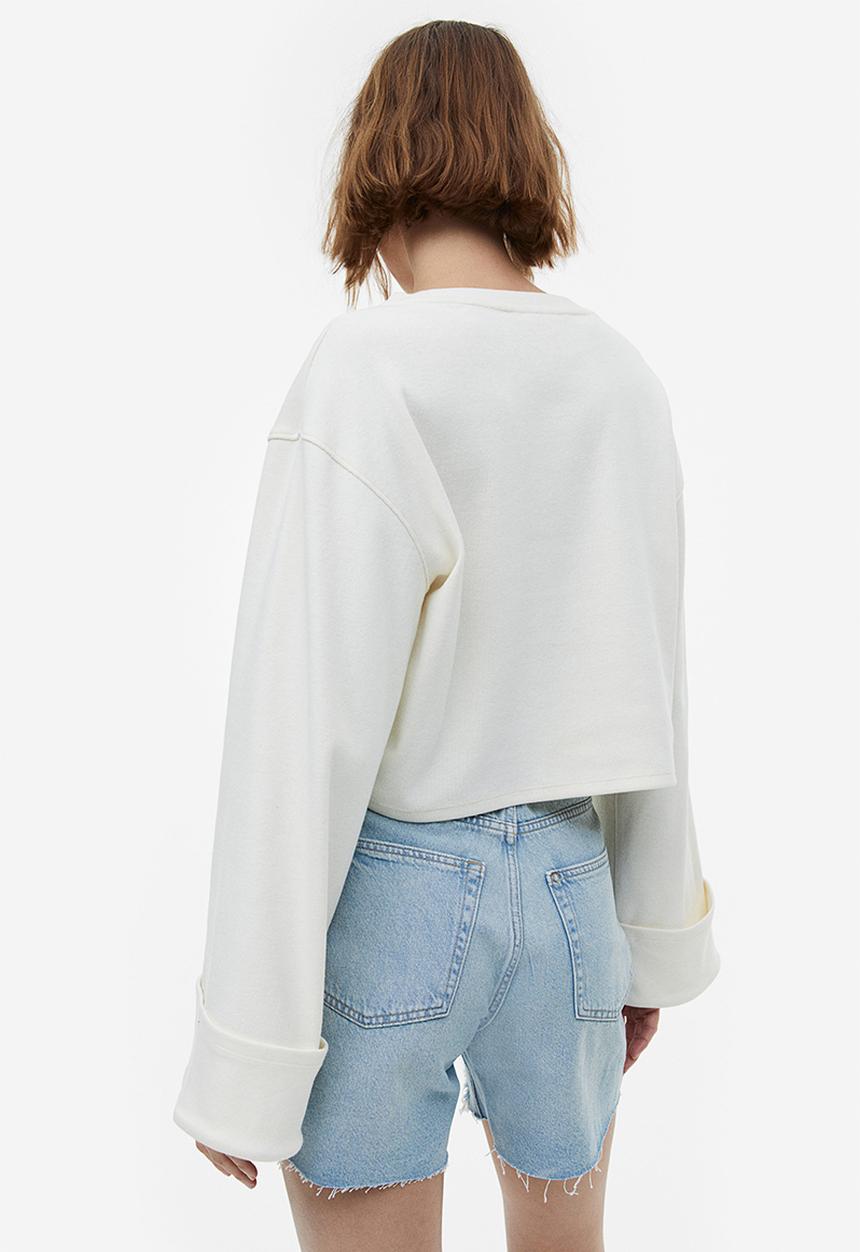 H&M - Bermuda high denim shorts - light denim blue 