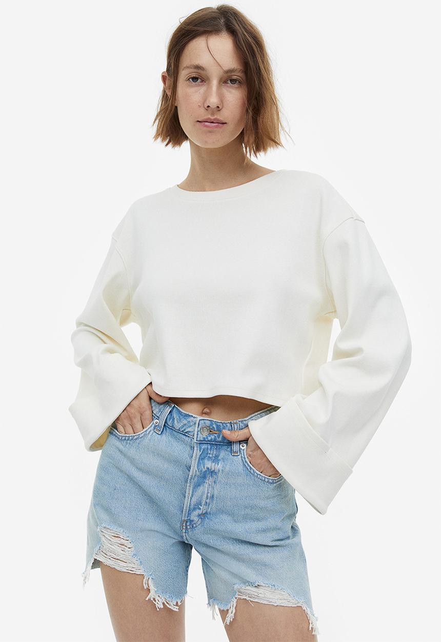H&M - Bermuda high denim shorts - light denim blue 