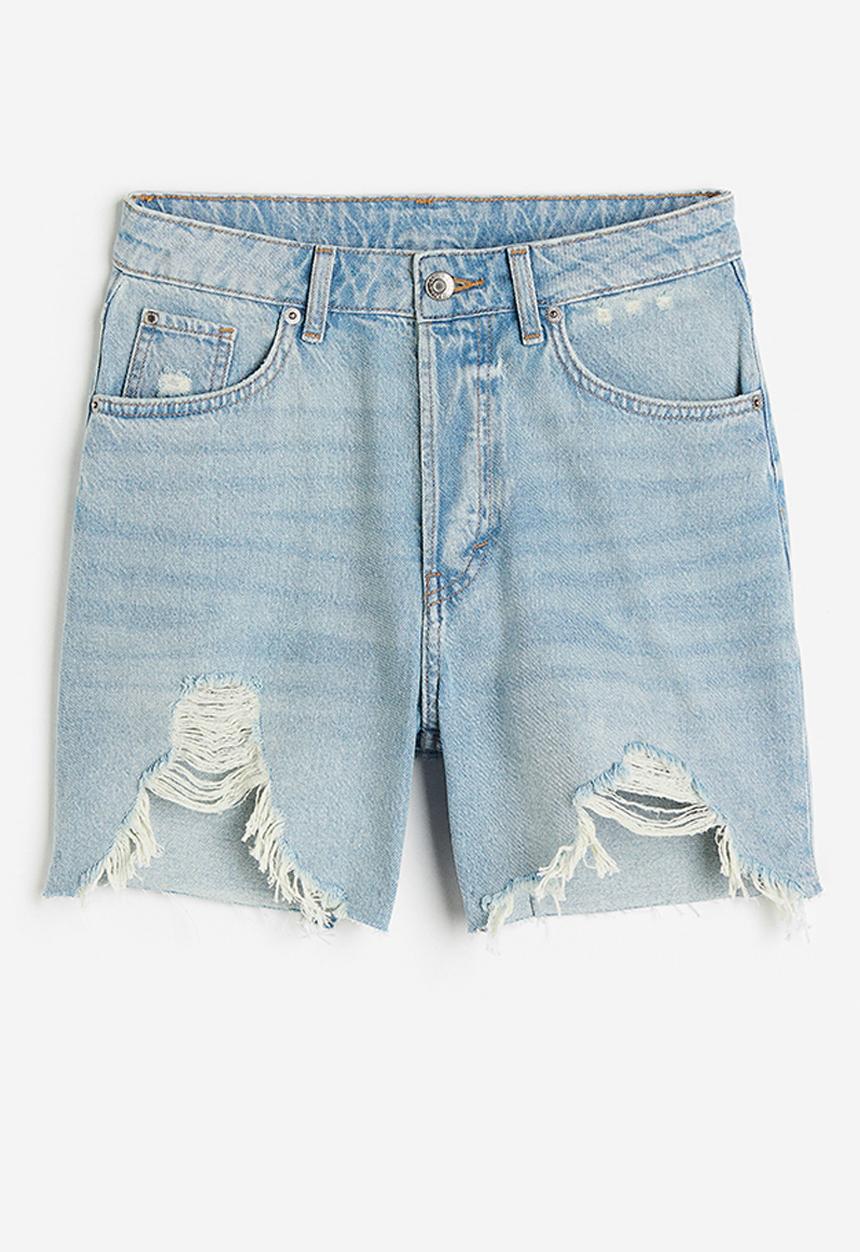 H&M - Bermuda high denim shorts - light denim blue 