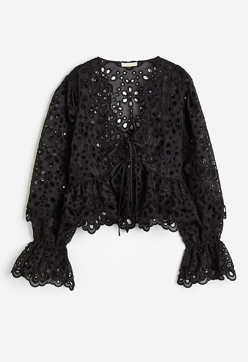 H&M - Broderie anglaise blouse - black