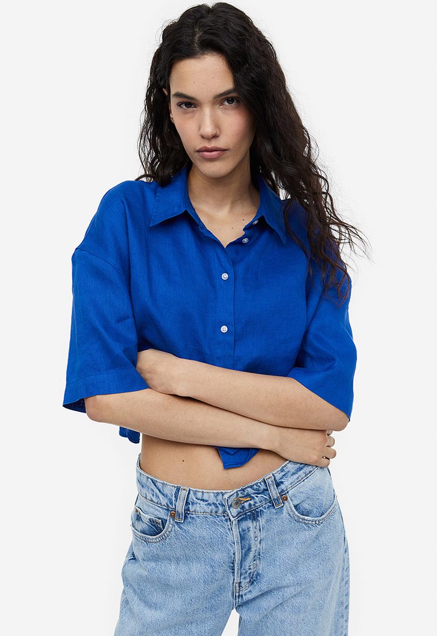 H&M - Oversized linen shirt - bright blue
