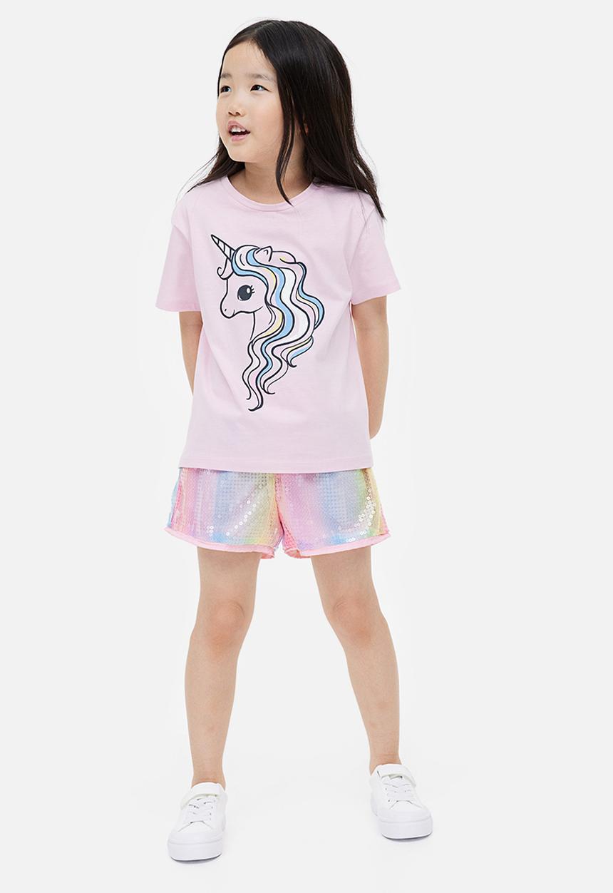H&M - Sequined pull-on shorts - pink 