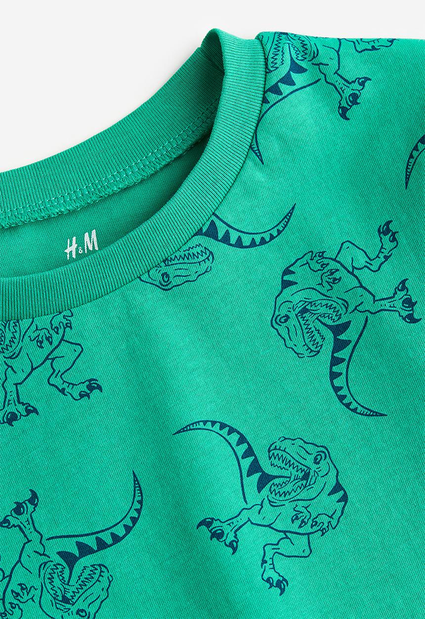 H&M - Cotton T-shirt - green dinosaurs