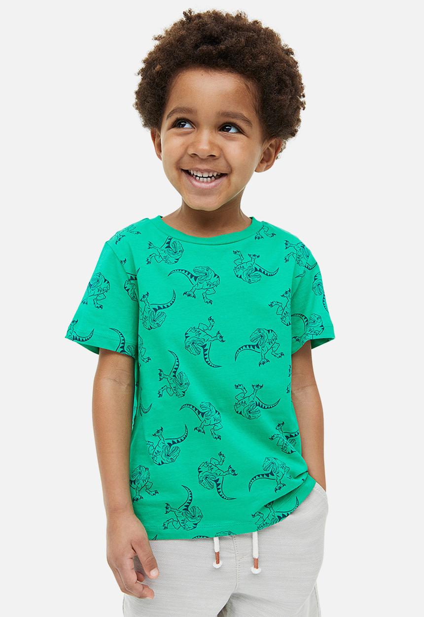 H&M - Cotton T-shirt - green dinosaurs