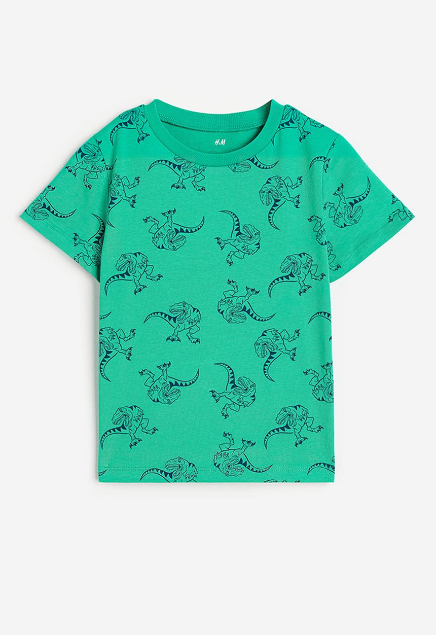 H&M - Cotton T-shirt - green dinosaurs