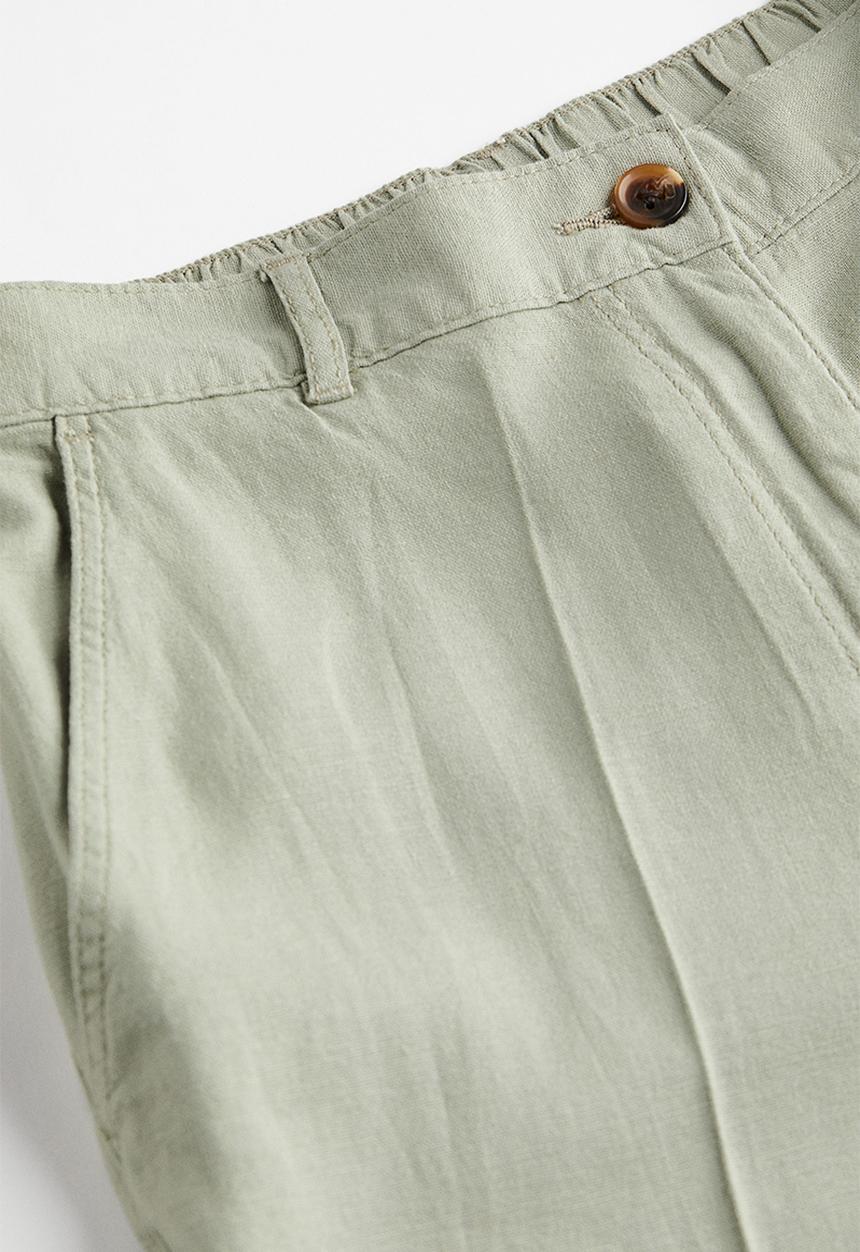 H&M - Linen-blend twill trousers - light khaki green