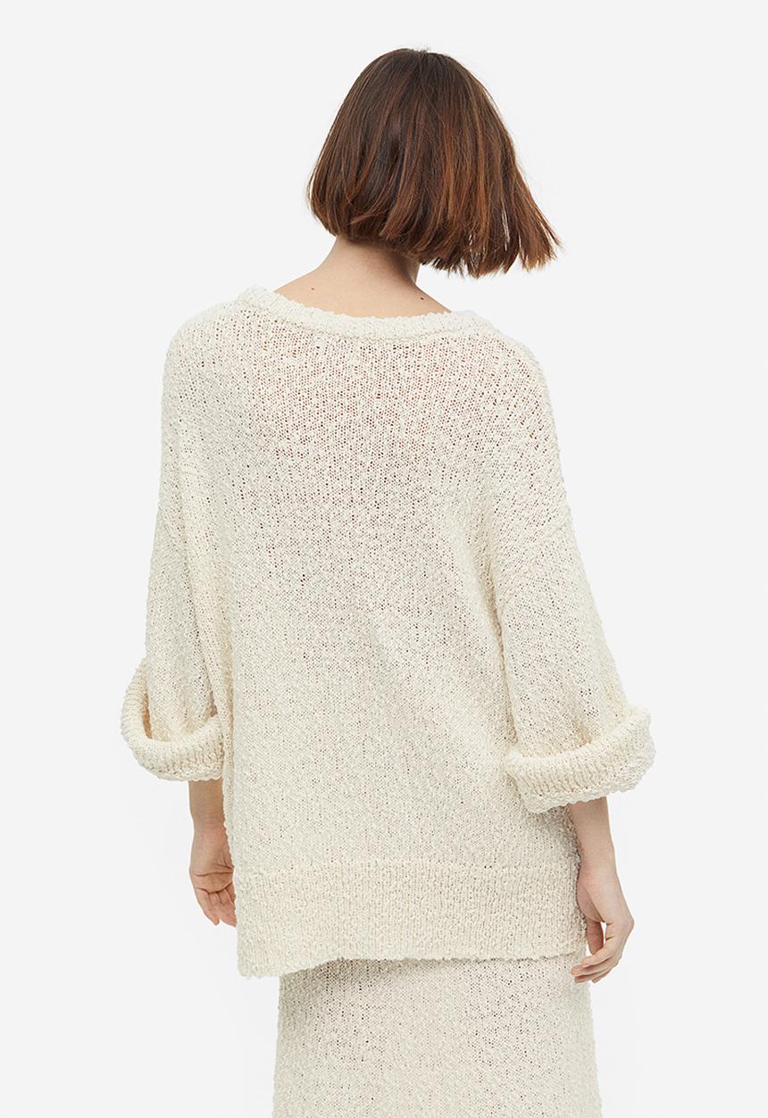H&M - Oversized textured-knit jumper - cream