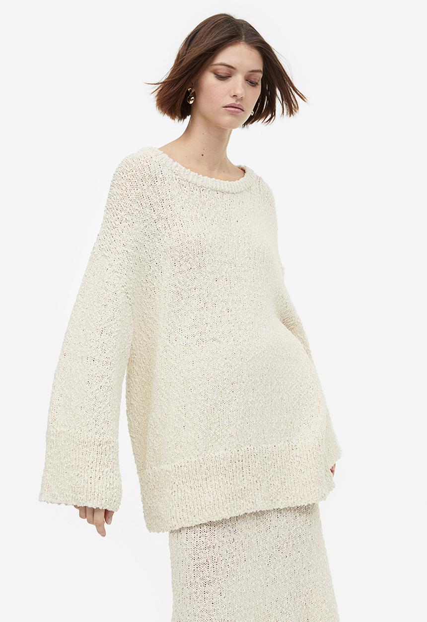 H&M - Oversized textured-knit jumper - cream