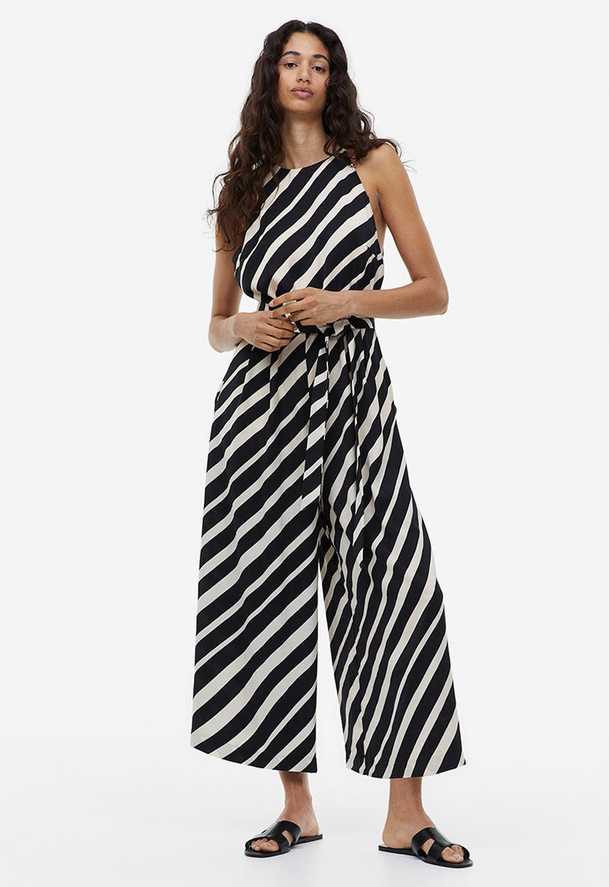 H&M - Satin jumpsuit - black striped