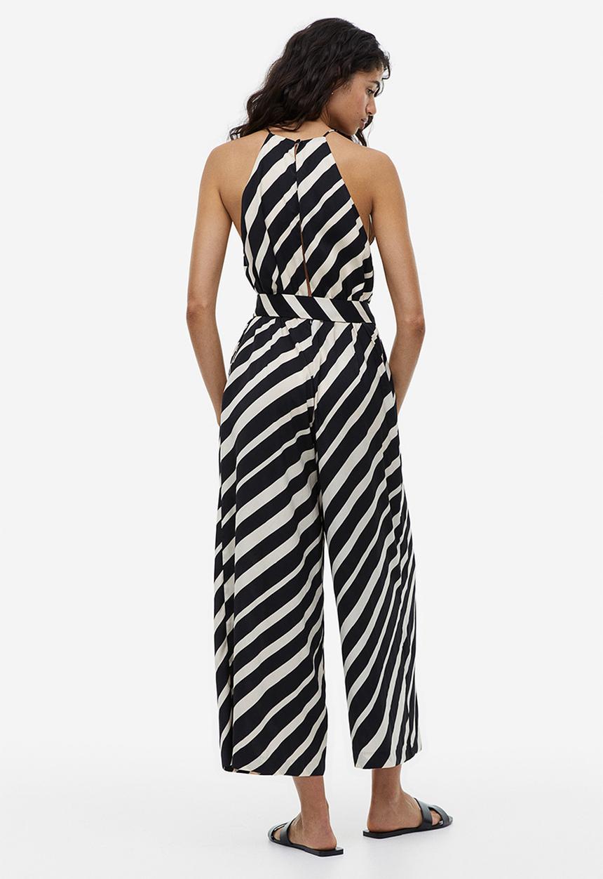 H&M - Satin jumpsuit - black striped
