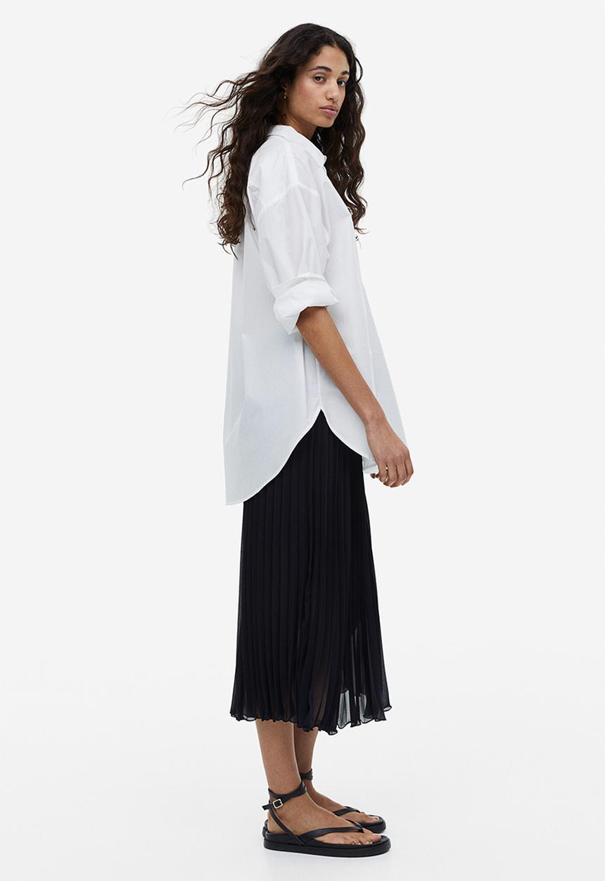 H&M - Pleated chiffon skirt - navy blue