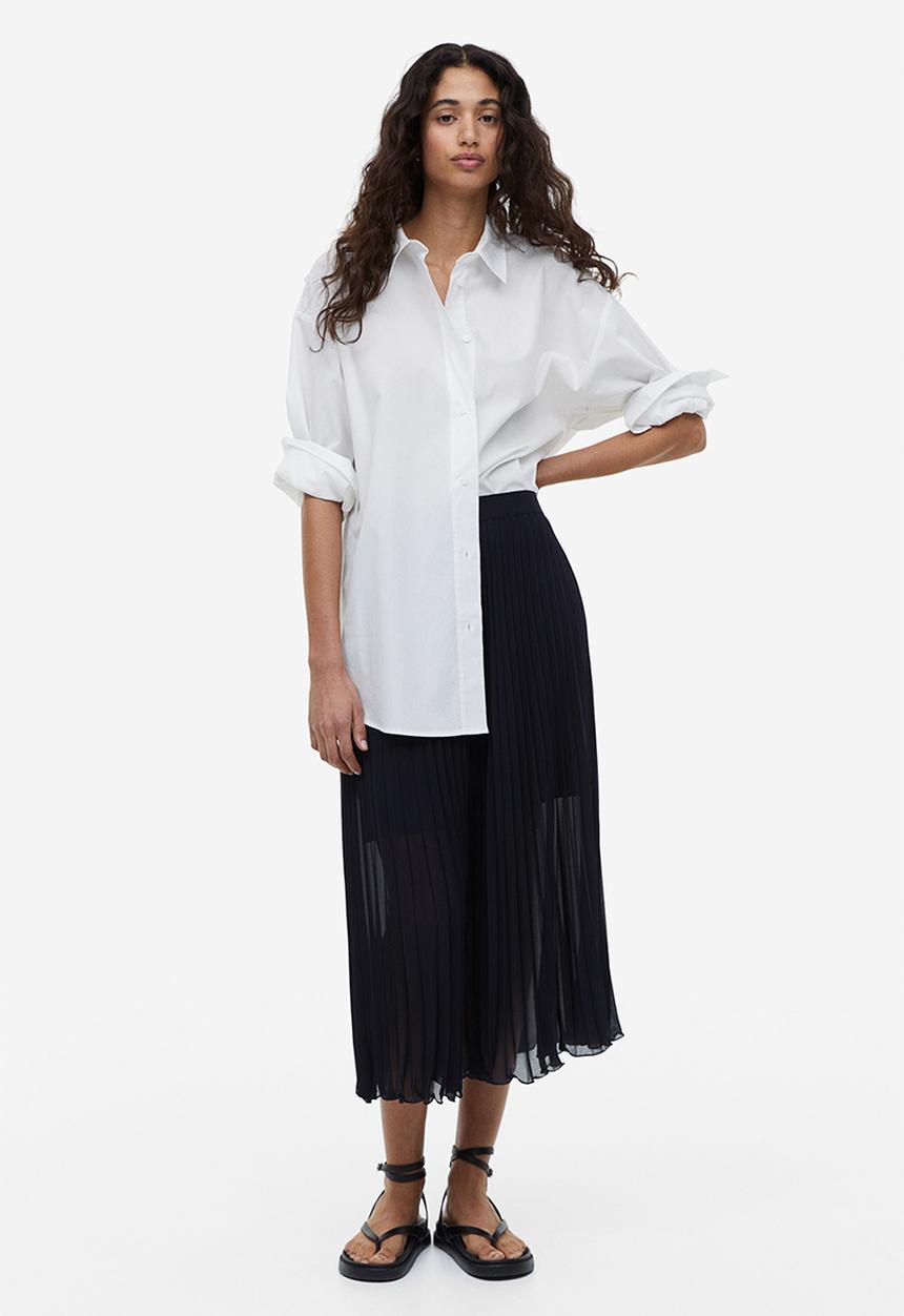 H&M - Pleated chiffon skirt - navy blue