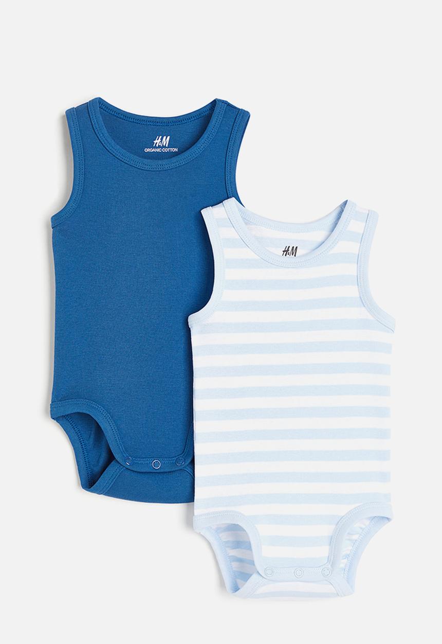 H&M - 2-pack sleeveless cotton bodysuits - blue
