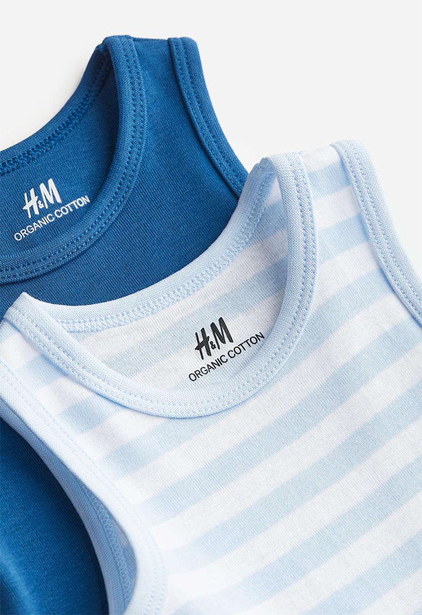 H&M - 2-pack sleeveless cotton bodysuits - blue