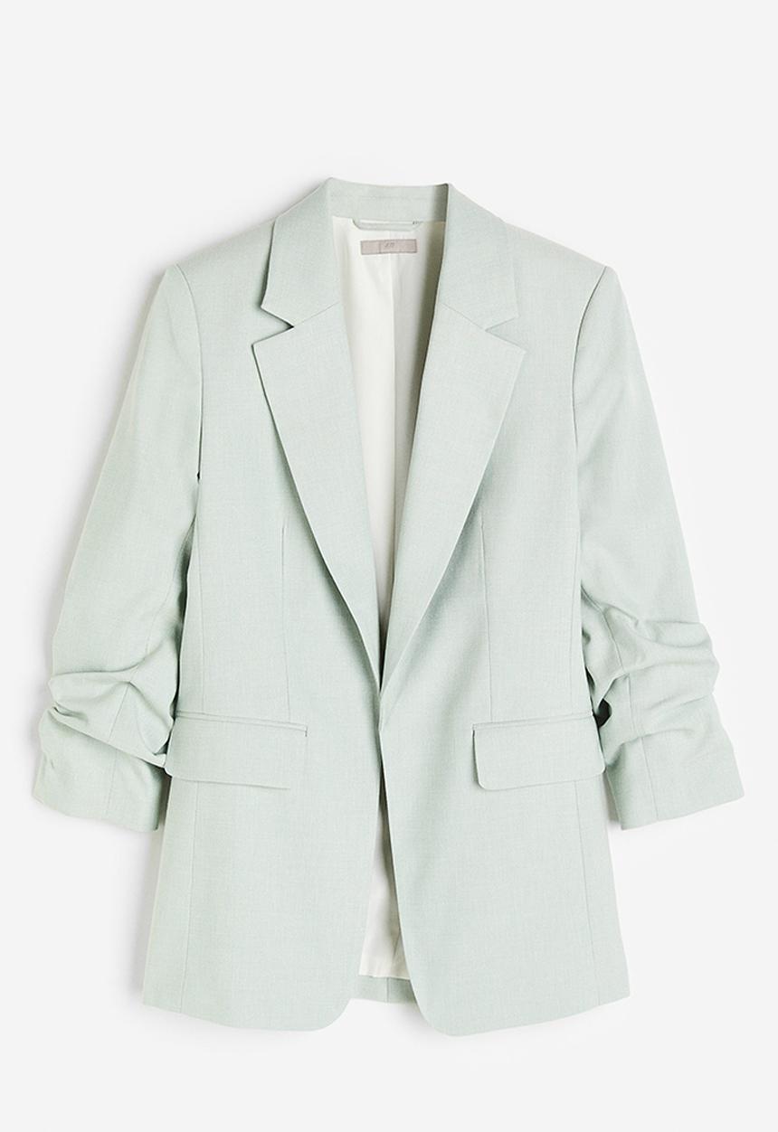 H&M - Gathered-sleeve blazer - mint green 