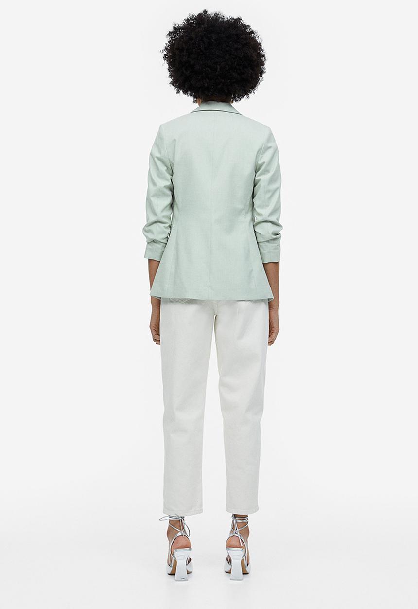 H&M - Gathered-sleeve blazer - mint green 