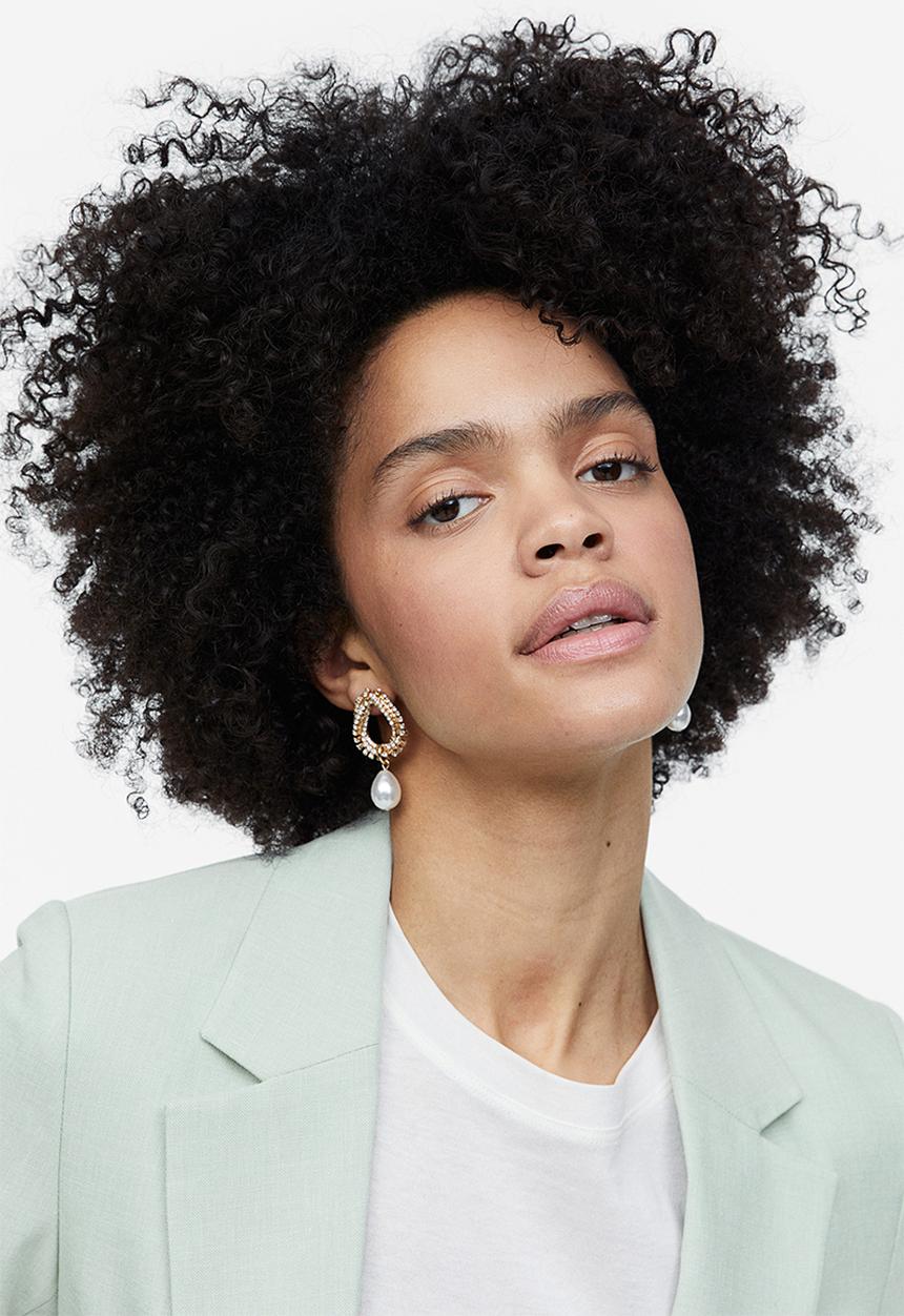 H&M - Gathered-sleeve blazer - mint green 