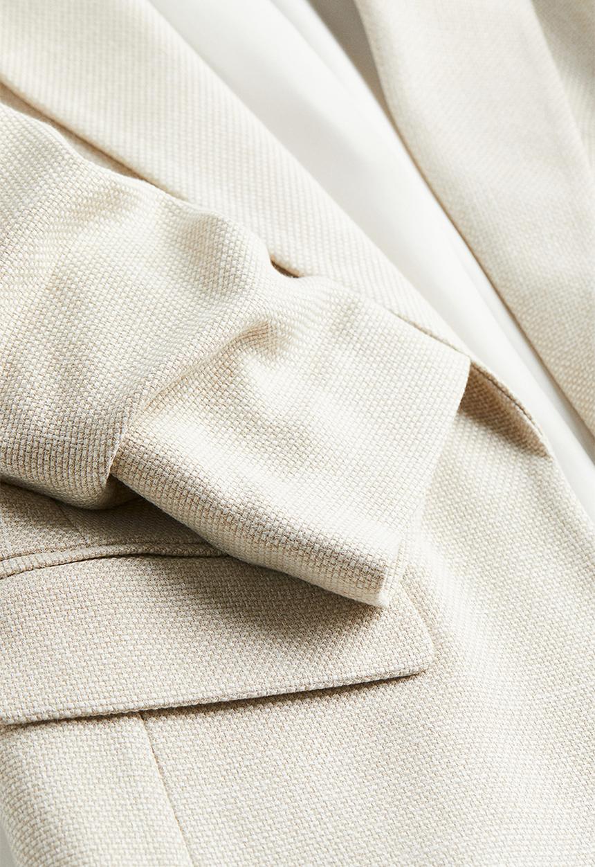 H&M - Gathered-sleeve blazer - light beige 