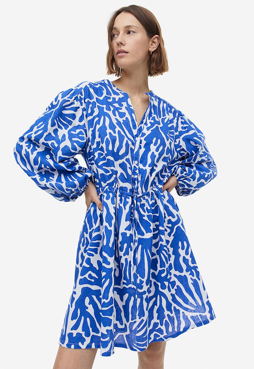 H&M - Linen-blend dress - blue
