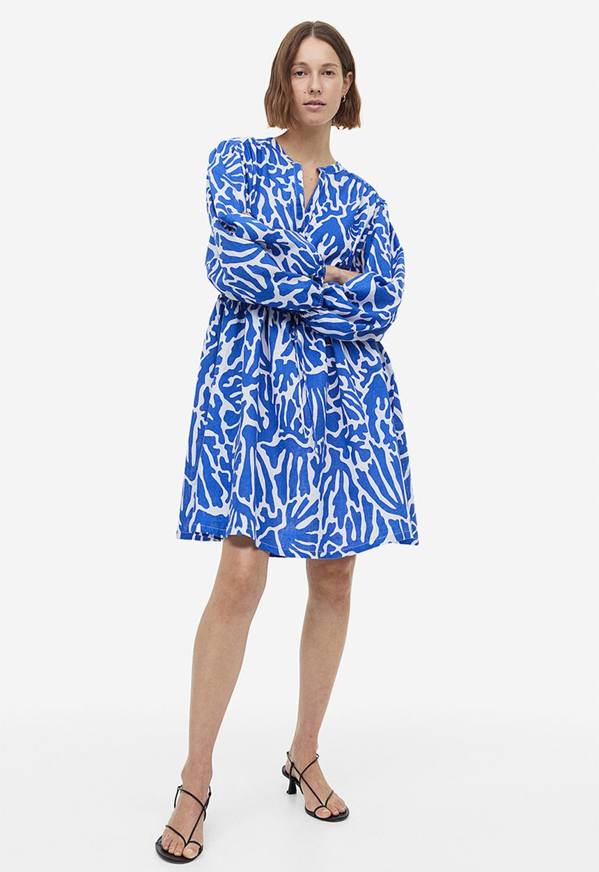 H&M - Linen-blend dress - blue