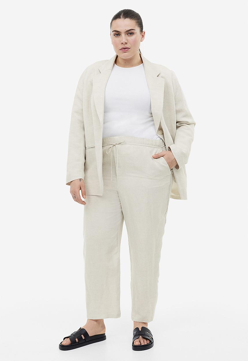 H&M - Linen-blend tapered trousers - beige