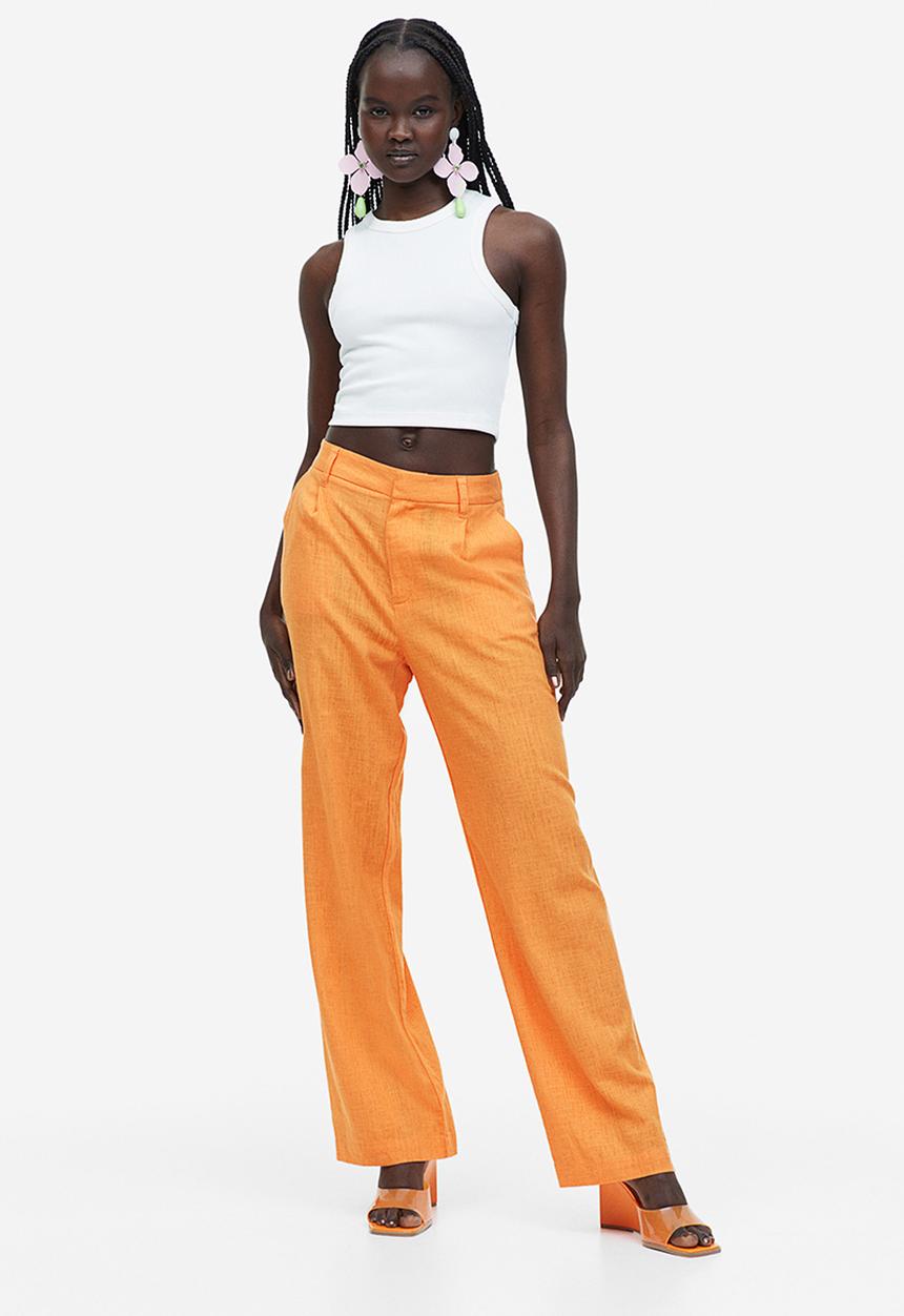 H&M - Linen-blend tailored trousers - orange