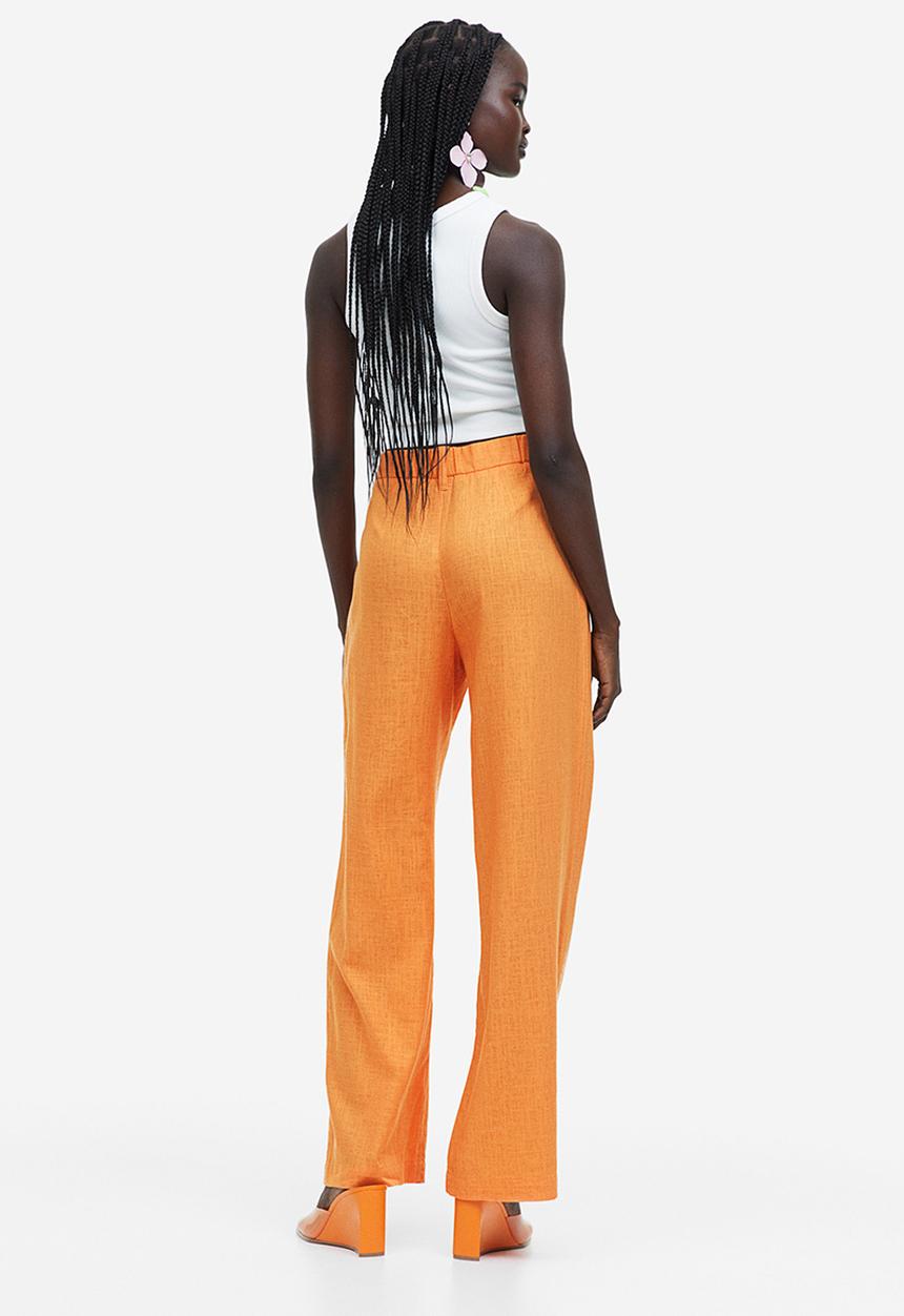 H&M - Linen-blend tailored trousers - orange