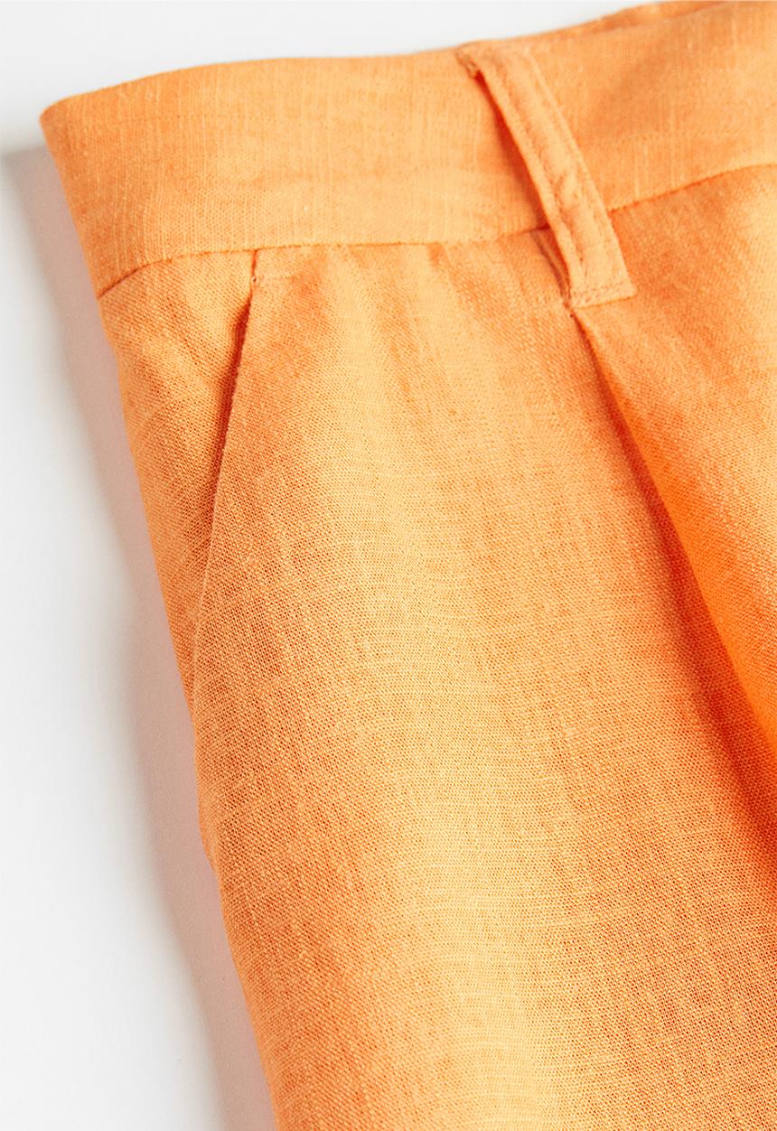 H&M - Linen-blend tailored trousers - orange
