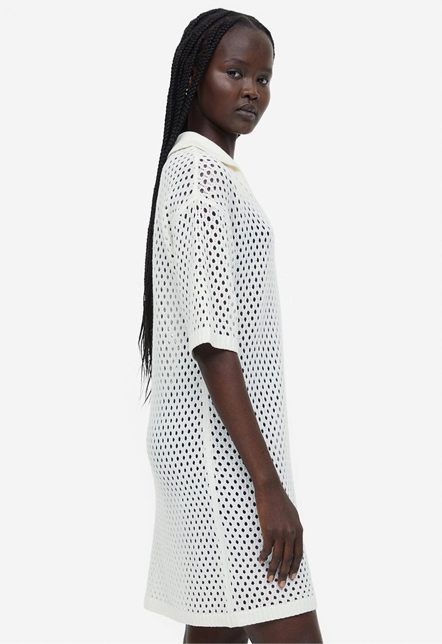 H&M - Hole-knit dress - white