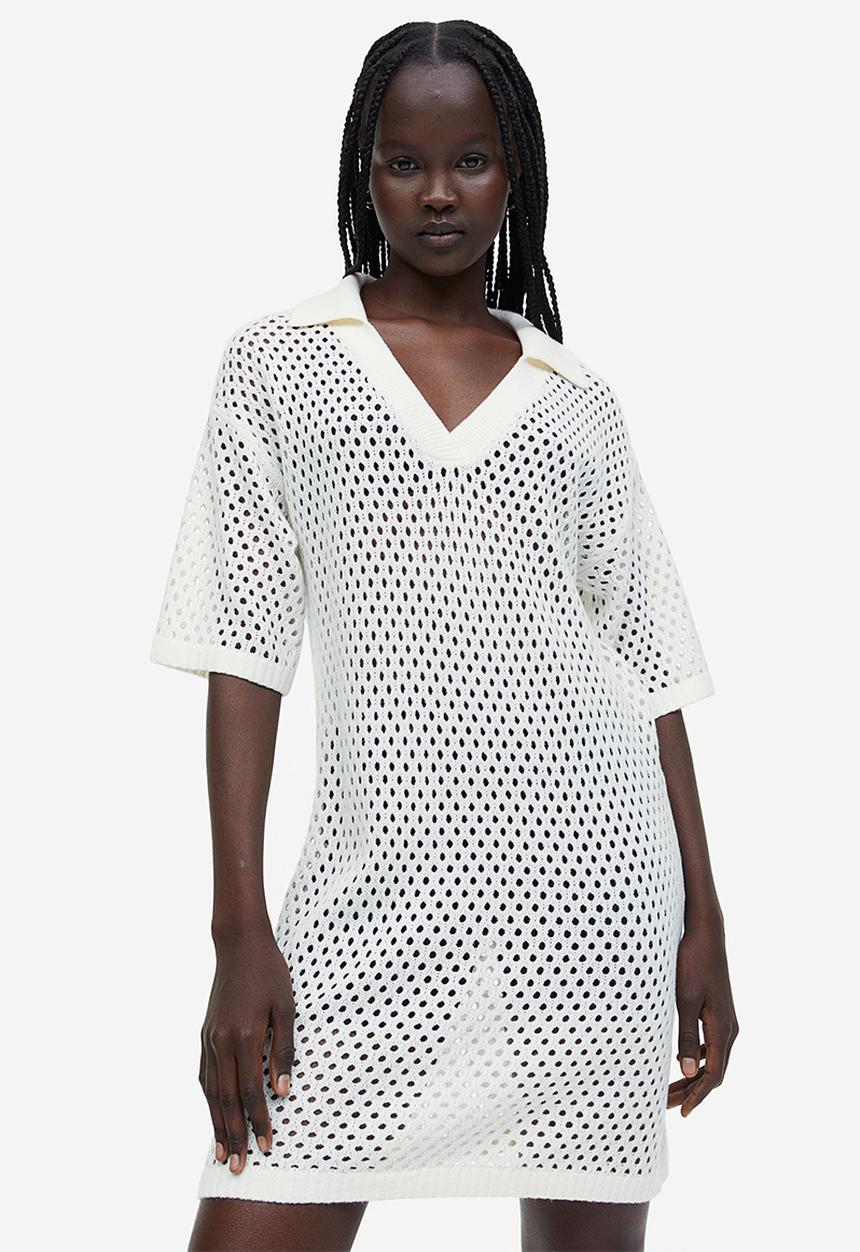 H&M - Hole-knit dress - white