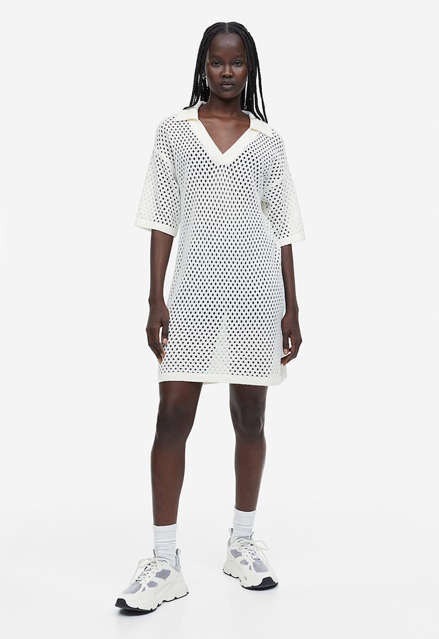 H&M - Hole-knit dress - white